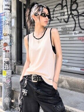 Y2K Mesh Tank Top | Oversized Streetwear Layering Piece | Soft Grunge Cyber Aest